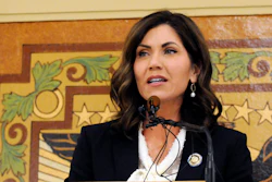 In this Jan. 8, 2019, file photo, Gov. Kristi Noem gives her first State of the State address in Pierre, S.D.