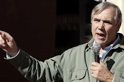 Sen. Jeff Merkley, D-Ore., speaks during a rally in Portland, Oct. 17, 2018.