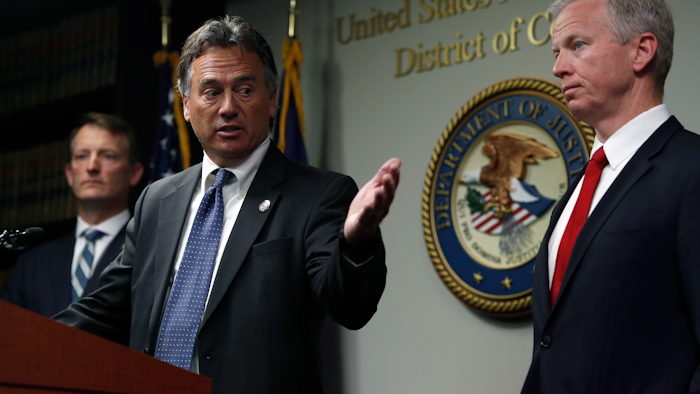 District Attorney Dave Young speaks during a news conference in Denver, Friday, May 24, 2019.
