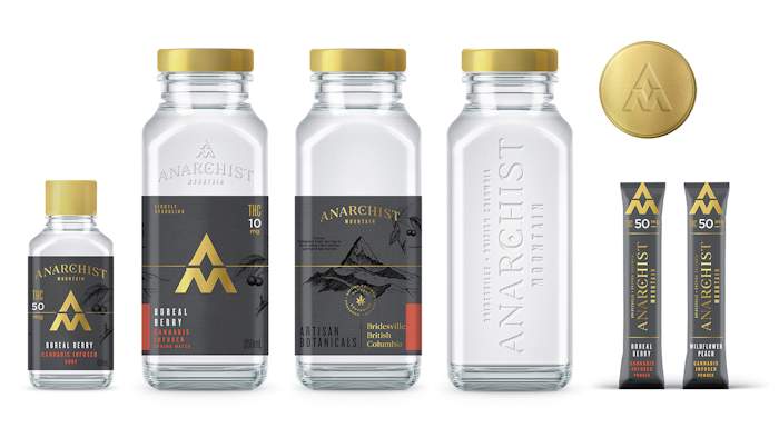 The Anarchist Mountain brand was inspired by the site of BevCanna’s bottling operations, on Anarchist Mountain in Canada.