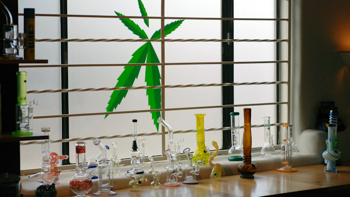 In this June 11, 2019, file photo, marijuana equipment on display at the Minerva medical cannabis dispensary in Santa Fe, N.M.