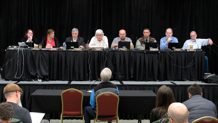 The Alaska Marijuana Control Board listens to testimony, Jan. 23, 2020, in Juneau.