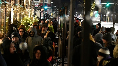 Customers in line at Sunnyside dispensary in Chicago, Jan. 1, 2020.