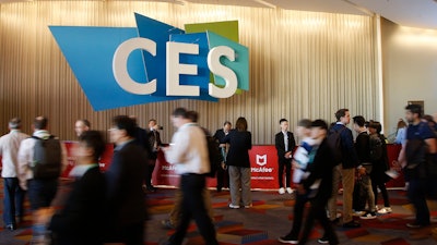 Attendees head to the convention floor on the first day of the CES tech show Tuesday, Jan. 7, 2020, in Las Vegas.