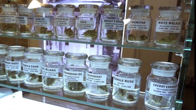 Marijuana on display at Arbors Wellness, Ann Arbor, Mich., Nov. 25, 2019.