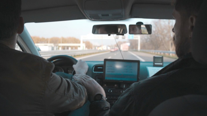 Vehicle used to test cannabis impact on driving. Tests happened on public roads under controlled conditions in the Netherlands with Maastricht University.