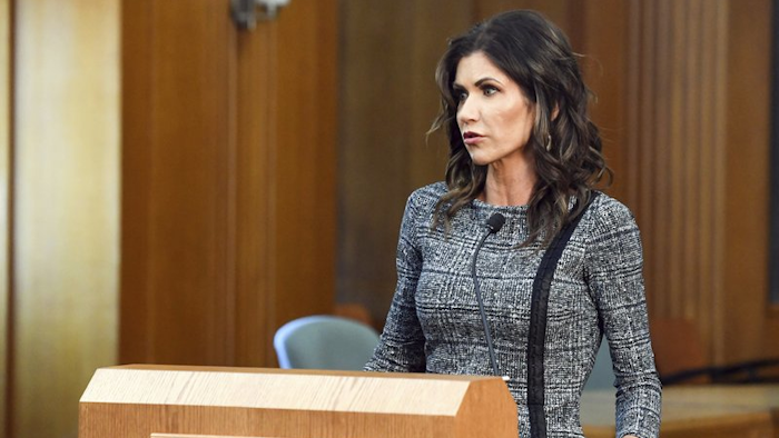 South Dakota Gov. Kristi Noem in Sioux Falls, Oct. 13, 2020.