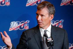 In this Oct. 15, 2019, file photo, Dr. Allen Sills, the NFL's chief medical officer, speaks during a news conference at the at the football league's fall meeting in Fort Lauderdale, Fla. Playing a season through a pandemic did not take the NFL's attention off other health issues, specifically concussions with the league finding those dropped about 5% in 2020. Sills said the league had 262 cases of COVID-19 among players and 463 cases among coaches, staff and other personnel. The NFL had an overall test positivity rate from Aug. 1 through the end of January of 0.08%, well below the country's positivity rate and almost all the league's markets.