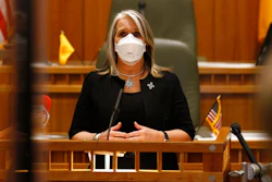 New Mexico Gov. Michelle Lujan Grisham speaks following the end of the annual legislative session, March 20, 2021, Santa Fe.