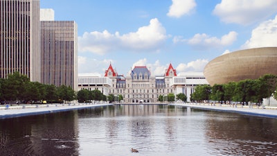 New York State Capitol and Empire State Plaza in Albany.