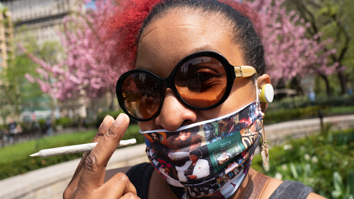Bridgette King at a 'Joints for Jabs' event in New York, April 20, 2021.