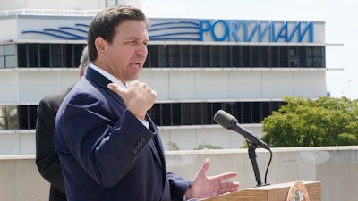 Florida Gov. Ron DeSantis at a news conference in Miami, April 8, 2021.