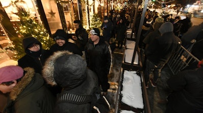 Line outside Sunnyside dispensary in Chicago, Jan. 1, 2020.