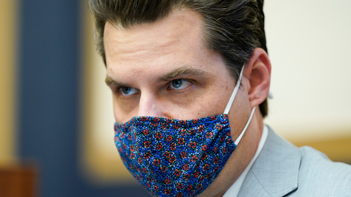 Rep. Matt Gaetz, R-Fla., at a House Judiciary committee hearing on Capitol Hill, April 14, 2021.
