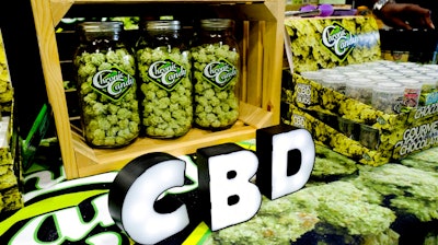 CBD buds of chocolate by Chronic Candy displayed at the Big Industry Show, Los Angeles Convention Center, Aug. 31, 2018.