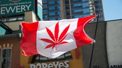 Flag at a marijuana rally in Toronto, April 2016.