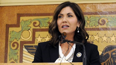 South Dakota Gov. Kristi Noem gives her first State of the State address in Pierre, Jan. 8, 2019.