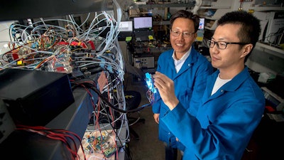 Nosang Vincent Myung (left) with Ph.D. student Bingxin Yang.