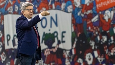 French presidential candidate Jean-Luc Melenchon during a meeting in Nantes, Jan. 16, 2022.