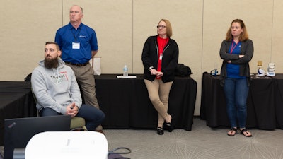 Thomas Scientific cannabis team leaders Shawn Williams (second from right) and Trevor VanTimmeren (left) at Thomas Scientific's national sales meeting, Jan. 2022.