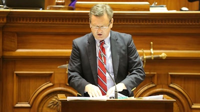 South Carolina Sen. Tom Davis, R-Beaufort, speaks in favor of a medical marijuana bill, Columbia, Feb. 8, 2022.