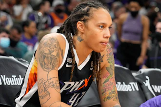 Phoenix Mercury center Brittney Griner sits during the first half of Game 2 of basketball's WNBA Finals against the Chicago Sky, Wednesday, Oct. 13, 2021, in Phoenix. Griner is easily the most prominent American citizen known to be jailed by a foreign government. Yet as a crucial hearing approaches next month, the case against her remains shrouded in mystery, with little clarity from the Russian prosecutors.