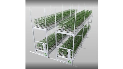 Eco-Glide is a pared down, but fully functional racking and table system from Grow Glide.