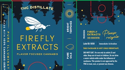 An approximation of the recalled product packaging. An expanded recall in Oregon includes vape cartridges that have been sold under the brand name Firefly Extracts or Smoke-Rite Wellness and were manufactured by Hillsboro-based Plank Road Laboratories.