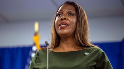 New York Attorney General Letitia James speaks during a press conference, Sept. 21, 2022, in New York.
