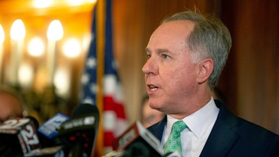 Speaker of the Wisconsin State Assembly Robin Vos speaks during a press conference after Gov. Tony Evers delivered his state budget address at the Wisconsin State Capitol in Madison, Wis., on Feb. 15, 2023.