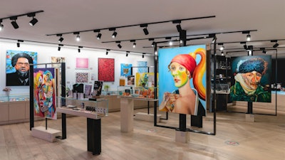 Artist Tree combines rotating displays of local art with high-end retail shopping. This October 2020 photo shows art by Zoe Rose Schwartz.