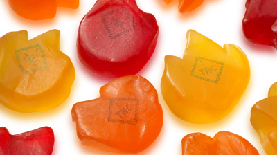 Videojet food grade ink codes on gummies.