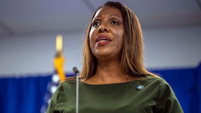 New York Attorney General Letitia James speaks during a news conference, Sept. 21, 2022, in New York.