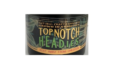 The Cannabis Control Board in Vermont has issued a consumer protection warning for flower produced by Cognizant Sparks and sold under the Top Notch Headies brand.
