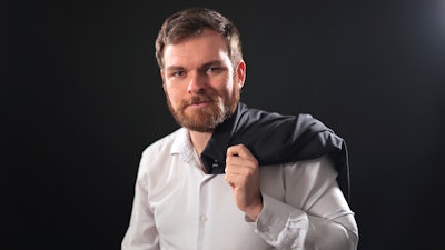 In this photo provided by the Andrew Scott Smith for Congress Campaign, Republican candidate Smith poses for a photo on January 2024.