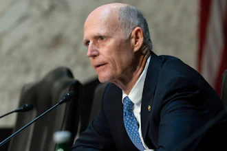 Sen. Rick Scott, R-Fla., speaks, during a Senate Armed Services Committee hearing on Capitol Hill in Washington, March 14, 2024. Scott says his decision to vote against a proposed amendment to legalize marijuana in Florida is deeply personal due to his family's long history of addiction.