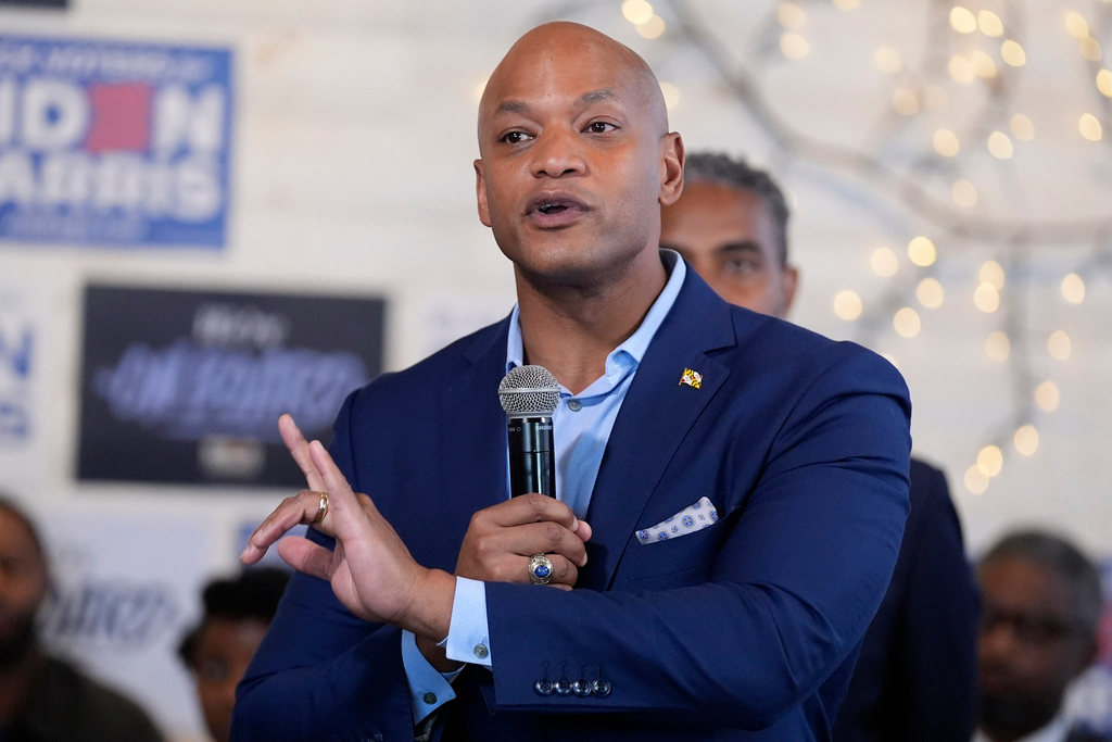 Maryland Gov. Wes Moore speaks during a visit to SOUTH Restaurant & Jazz Club with President Joe Biden, on May 29, 2024, in Philadelphia. Maryland Gov. Wes Moore is scheduled to sign an executive order to issue 175,000 pardons for marijuana convictions at a news conference on Monday morning, June 17, 2024, a newspaper reported.