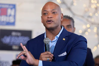 Maryland Gov. Wes Moore speaks during a visit to SOUTH Restaurant & Jazz Club with President Joe Biden, on May 29, 2024, in Philadelphia. Maryland Gov. Wes Moore is scheduled to sign an executive order to issue 175,000 pardons for marijuana convictions at a news conference on Monday morning, June 17, 2024, a newspaper reported.