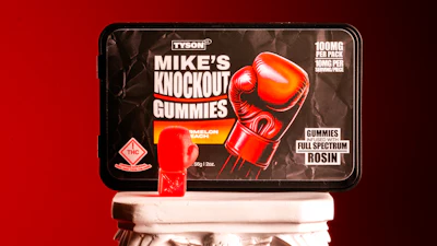 The new edible cannabis product line from Tyson 2.0 features boxing glove-shaped gummies made with full spectrum rosin.