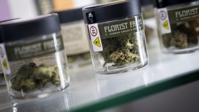 Cannabis flowers are displayed for sale, Jan. 24, 2023, in New York.