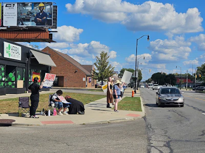 Photos from the strike line at the Herbal Wellness Center dispensary in Columbus, Ohio.