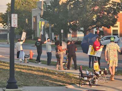 Photos from the strike line at the Herbal Wellness Center dispensary in Columbus, Ohio.