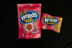 Left: Legitimate Nerds candy. Right: Intoxicating hemp product packaged similarly to Nerds candy.