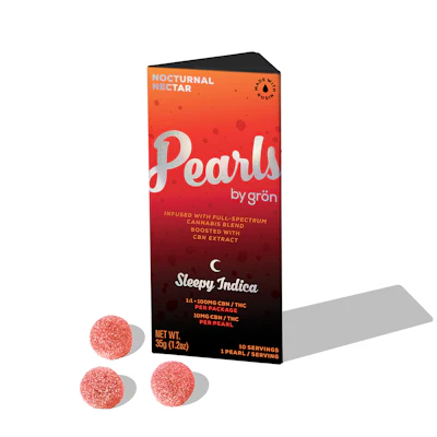 The Nocturnal Nectar Pearls from Grön delivers a 1:1 CBN/THC ratio.