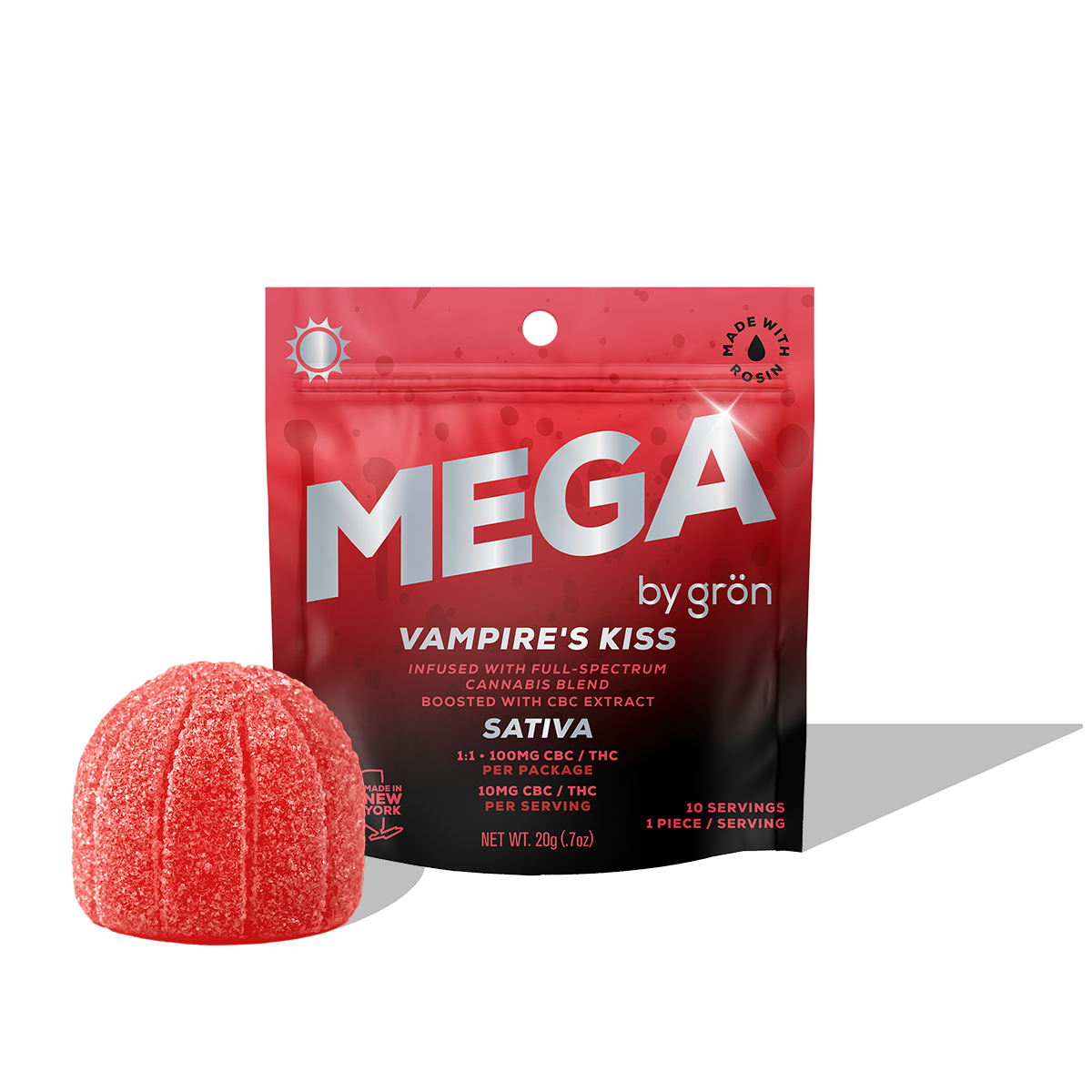 The Vampire&rsquo;s Kiss MEGA has a 1:1 CBC/THC ratio.