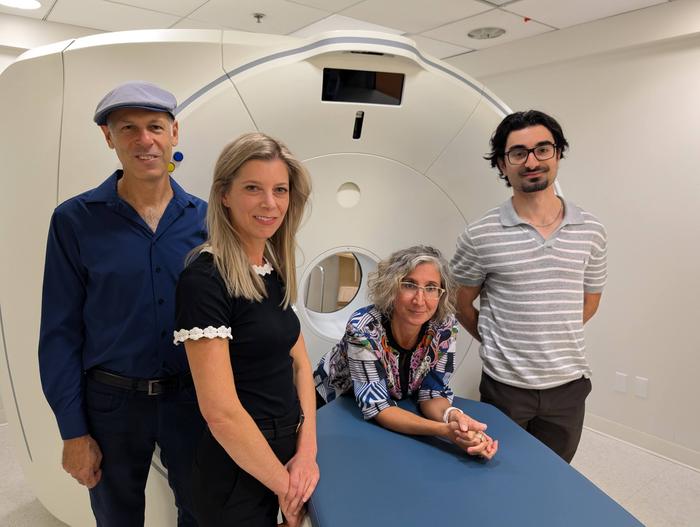 McGill researchers Pablo Rusjan; Rachel Rabin, Romina Mizrahi and Joseph Farrugia at The Neuro's PET scanner.