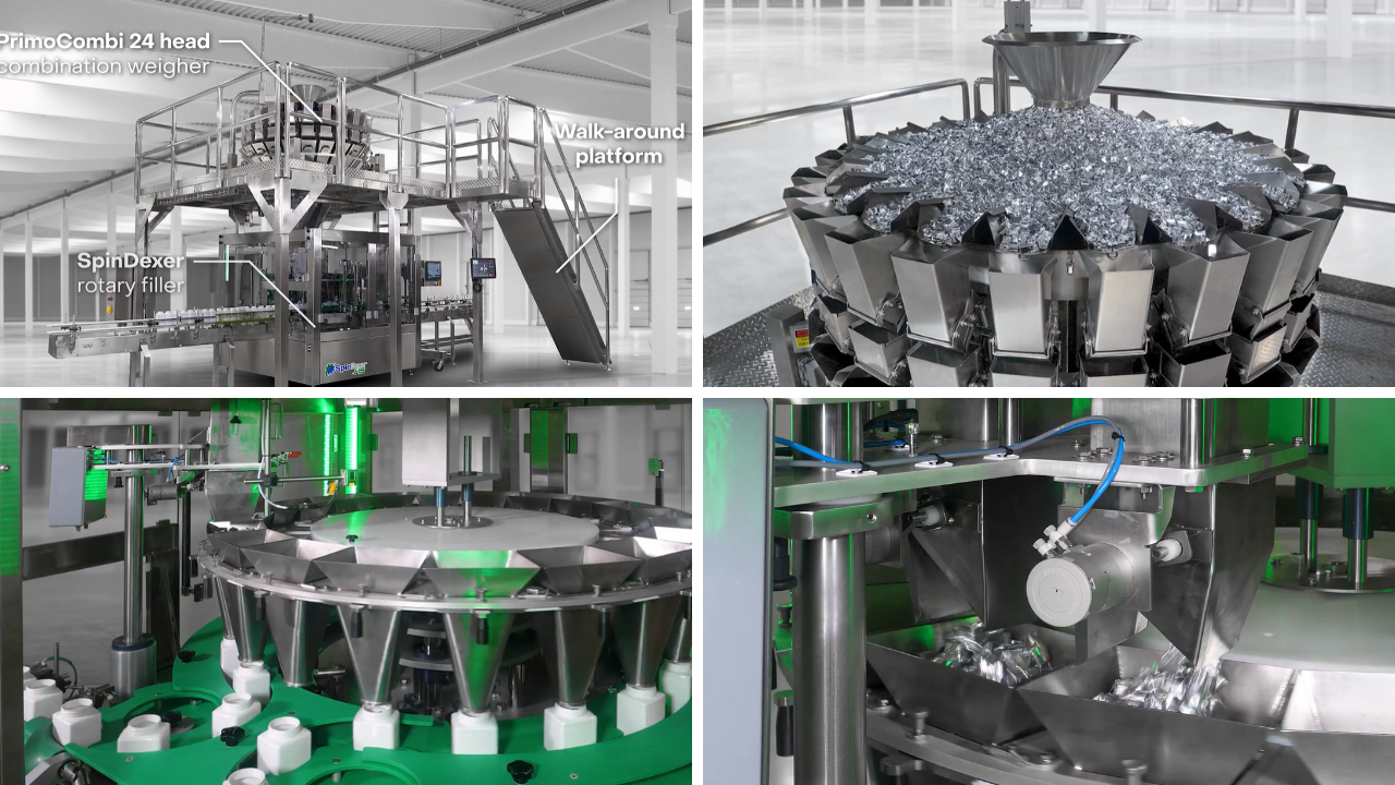 High Speed Rigid Container Weigh Filling System With Primo Combi & Spindexer Hs Pr
