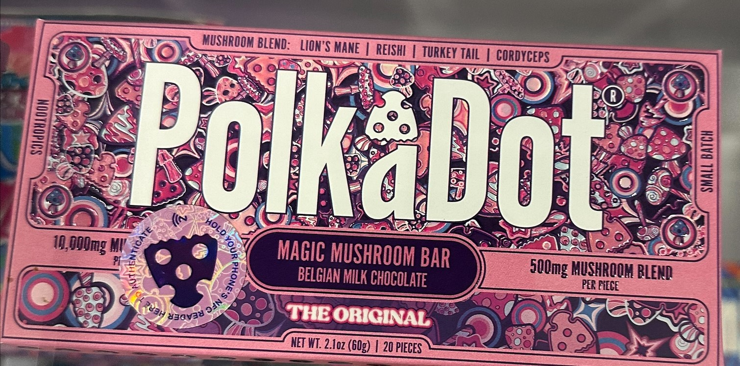 PolkaDot-branded chocolate bars were marketed as non-hallucinogenic 'mushroom blends,' but lab tests showed otherwise.