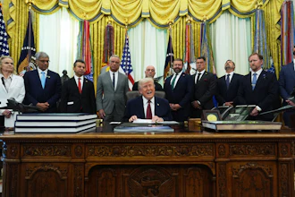 President Donald Trump speaks in the Oval Office of the White House, Saturday, April 18, 2026, in Washington.