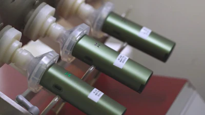 PAX evaluates the aerosol produced by their dry herb cannabis vaporization devices in their lab in San Francisco, California.
